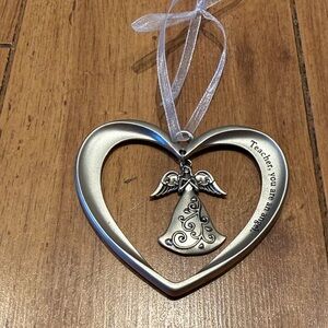 “Teacher, you are an angel.” Heart Angel Ornament